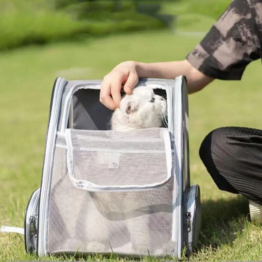 

Portable Opening-Mesh Pet Cat Backpacks Front Window Large Capacity Cat Carrying Bag Breathable Comfortable Cat Backpack Outdoor
