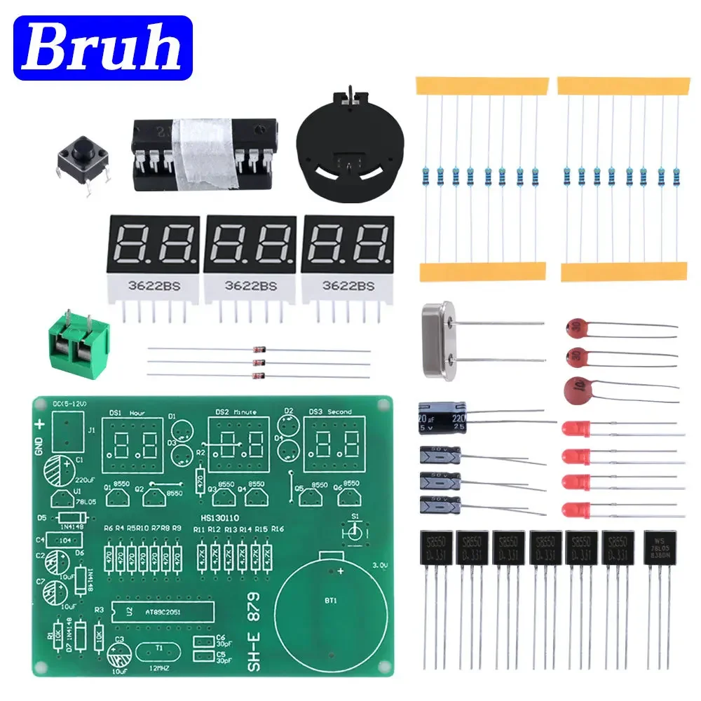 DIY Kits AT89C2051 Electronic Clock Digital Tube LED Display Suite Electronic Module Parts and Components DC 9V - 12V