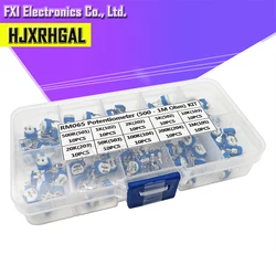 100pcs/Box RM065 Potentiometer Adjustable Resistor Kit 500 - 1M Ohm Multiturn Trimmer Potentiometer Set Variable Resistors Kit