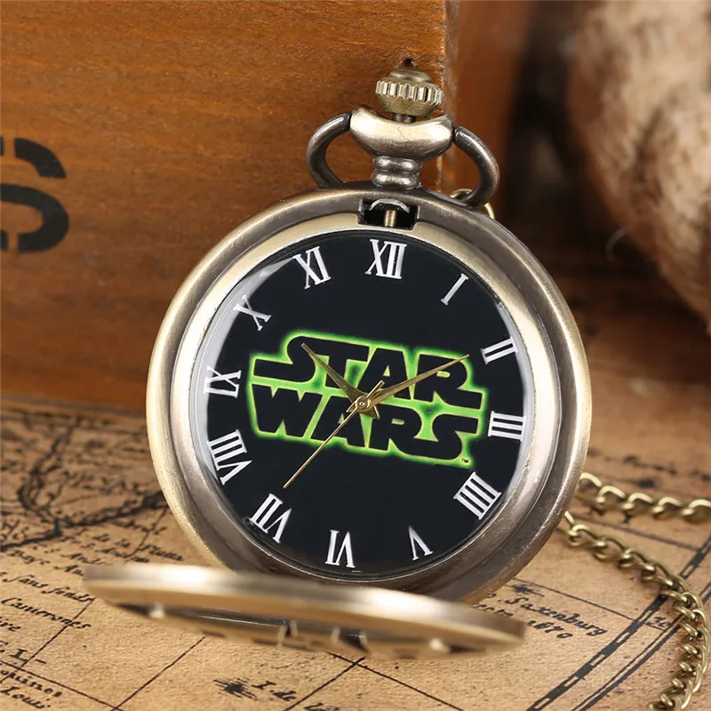 Free Shipping OUTLETSStar WarsStar WarsRetro Large Hollow Quartz Flip Men's and Women's Necklaces Pocket Watch