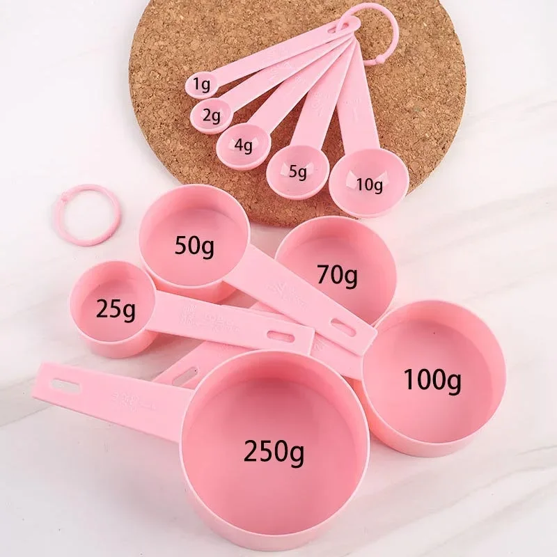 10Pcs/Set Cups Spoons Set Pure Color Measuring Tools PP Plastic Kitchen Accessories Portable Stackable Combination