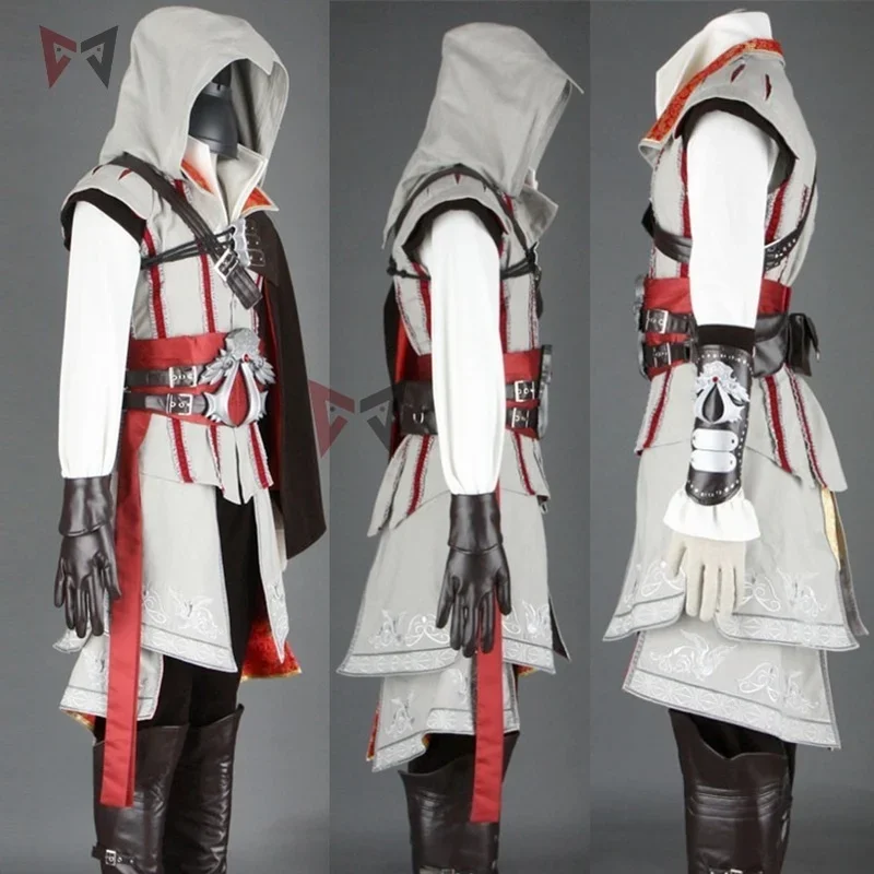 Creed Ezio Cosplay Costume Assasin Connor Sweater Pants Coat Accessories Halloween Set For Man Women Kids Custom Made