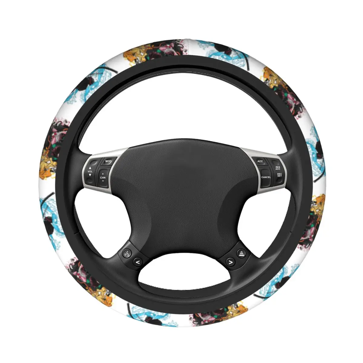 38 سنتيمتر عجلة توجيه سيارة يغطي شيطان القاتل العالمي Inosuke أنيمي شيطان بليد سيارة التصميم الملونة اكسسوارات السيارات