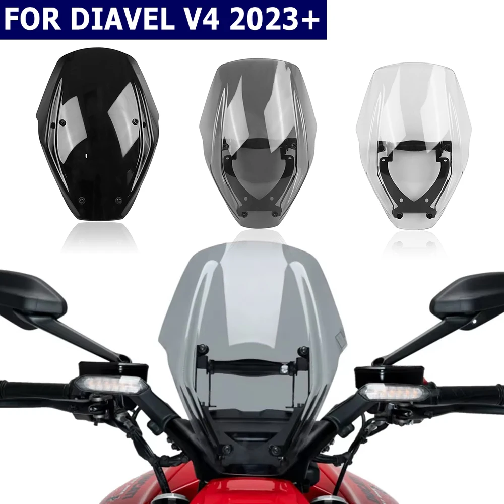 

For Ducati DIAVEL V4 Diavel V4 2023-2025 Motorcycle Touring Windshield Windscreen Shield Screen Bubble Double Wind Deflector