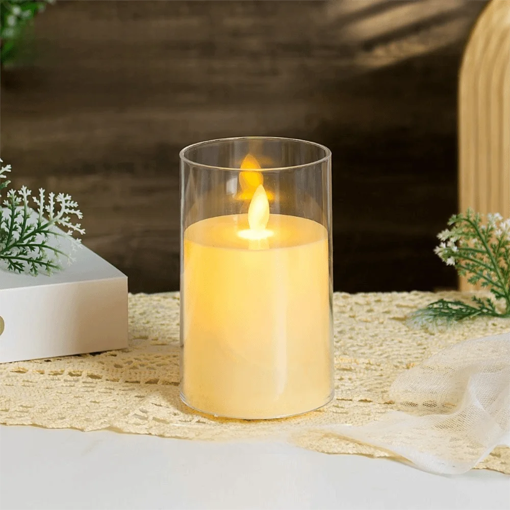 Rechargeable LED Flameless Candles with Remote Control Realistic Flickering Fake Candle Lights Swinging Head Soft Light