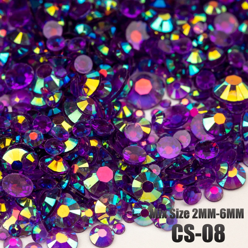 VDD 30/100g Mix rozmiar 2-6mm żywica Rhinestone krystaliczna kolor AB Flatback plastikowe luzem hurtownie dla majsterkowiczów paznokci rzemiosło