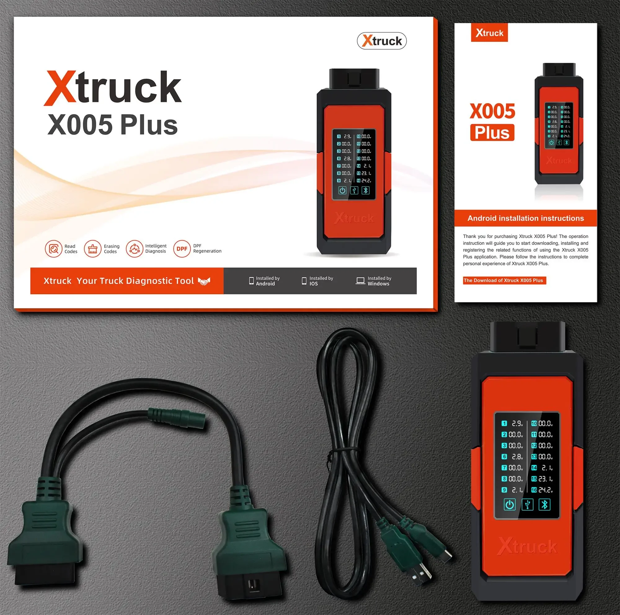 

Xtruck X005 plus Интеллектуальная диагностика ECU Быстро мигающая диагностика послепроцессования Система типа автомобиля Поддержка Sinotruck