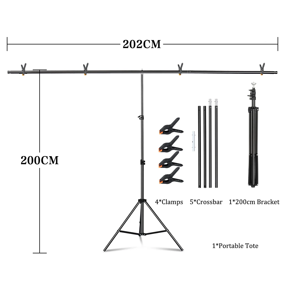 Photography Photo Backdrop Stands T-Shape Background Frame Support System Stands With Clamps for photo studio Multiple Sizes