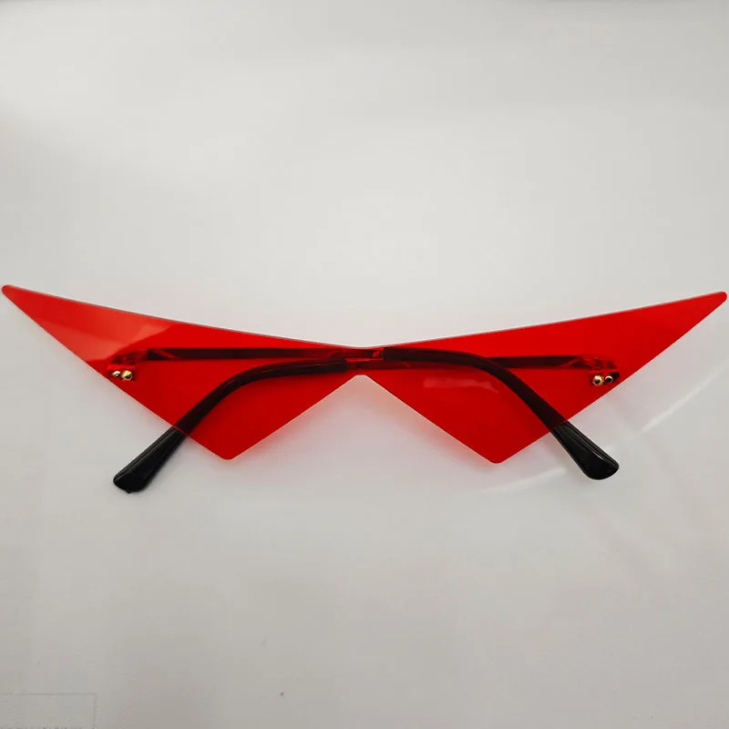 Cat Eye Rimless Sunglasses Women Fashion One Piece Lens Sun Glasses Female Trend Triangle Eyewear Men UV400