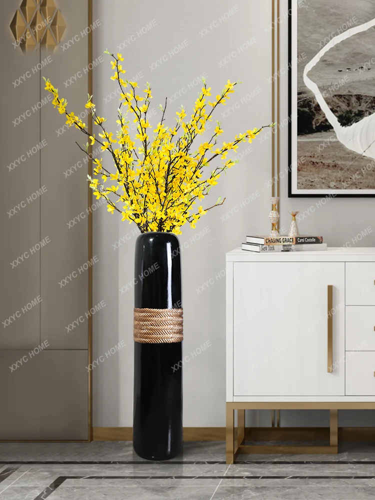 Extra Large Vase Floor Ornaments Flower Arrangement Dried Flower Living Room Entrance Entry Luxury Home Decorations