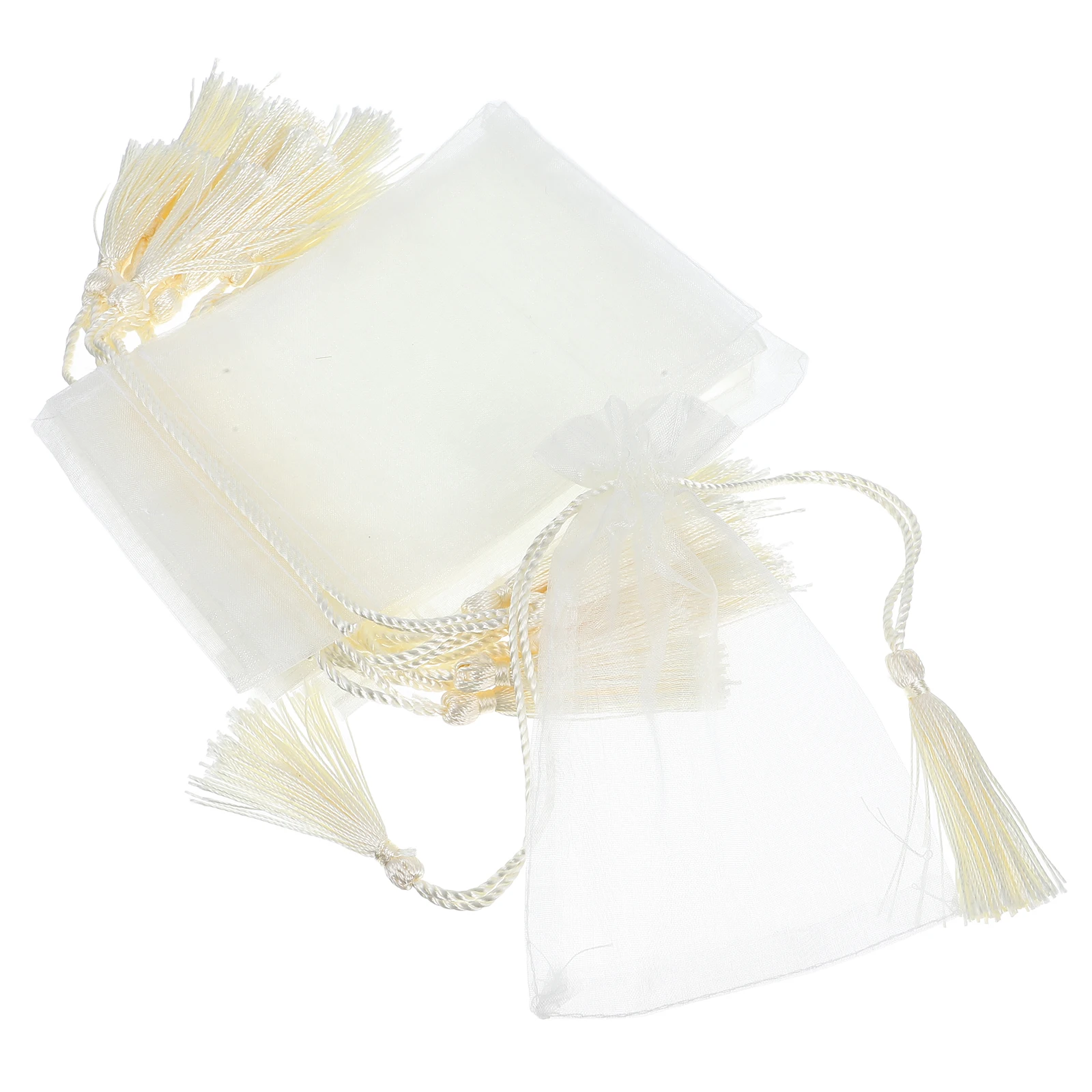 

10 Pcs Transparent Gift Bags Tassel Drawstring Sachet Pouches Empty Jewelry Packaging Party Favor Bags Storage Bag