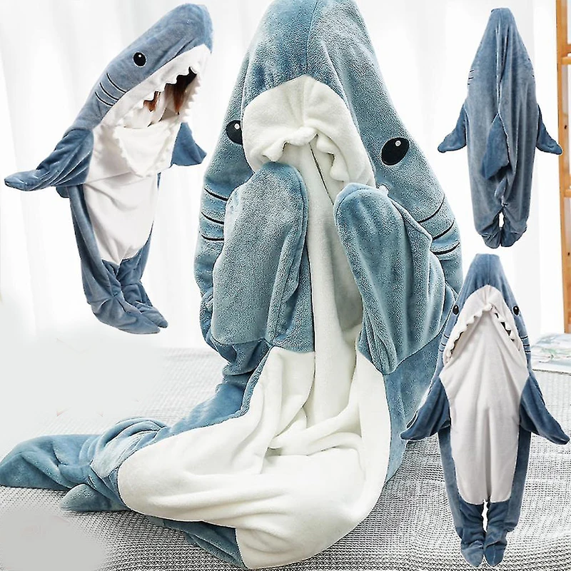 Pajamas for Children  Girl Cartoon Shark Sleeping Bag Full Body Kid\'s Blanket Loungewear