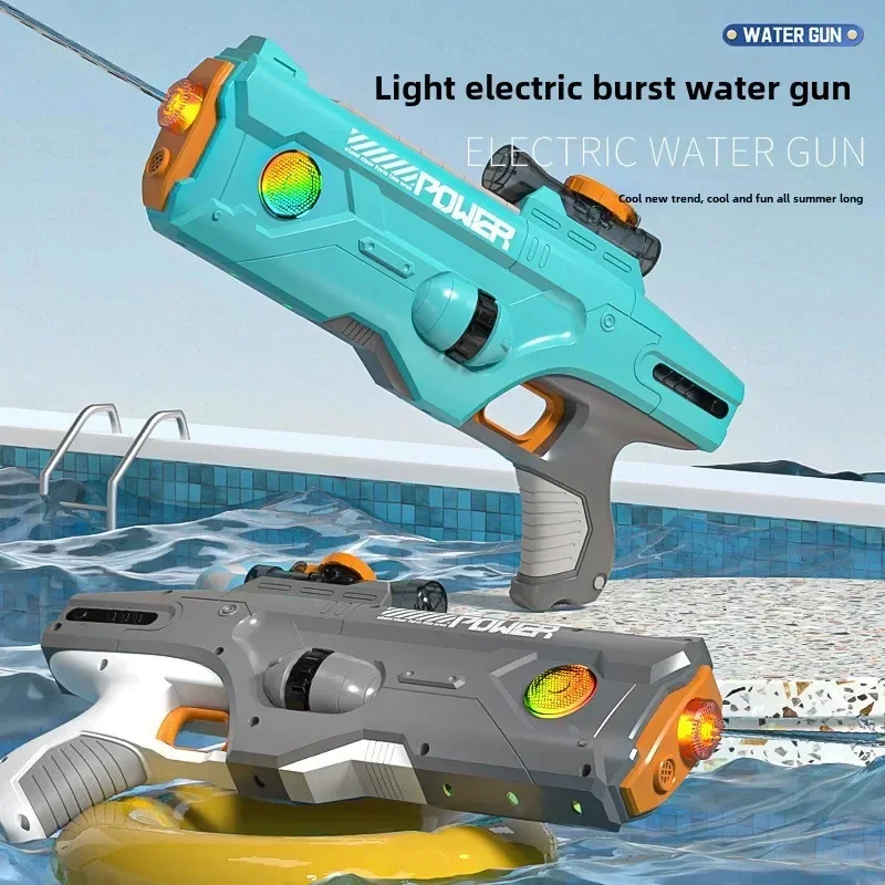 Pistola de agua eléctrica de disparo continuo, pistola de agua automática con absorción de agua, pistola de chorro de gran capacidad, piscina de verano, playa, juguete al aire libre