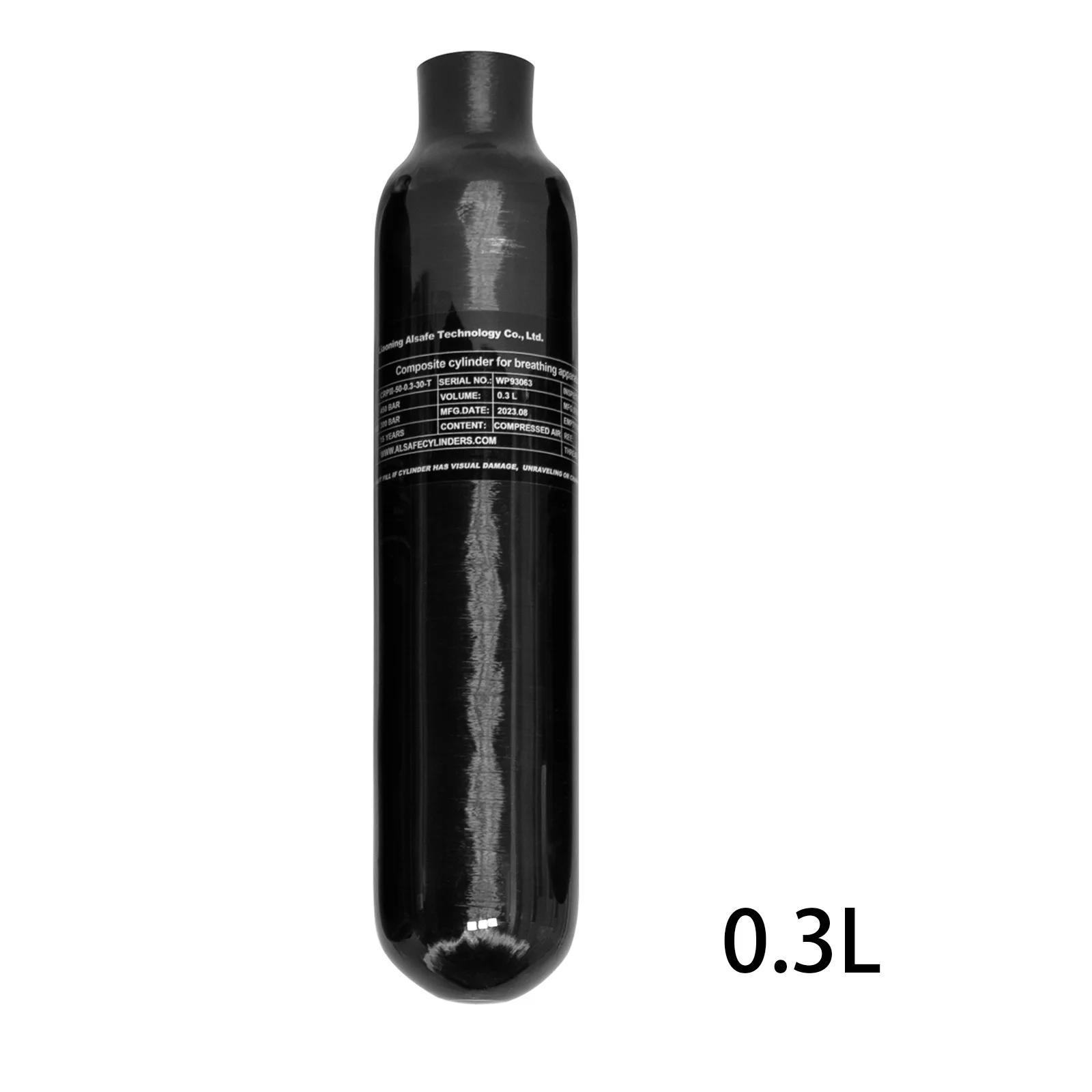 

TUXING 300Bar 0.3L 300cc Glossy Carbon Fiber Cylinder 4500Psi High Pressure HPA Tank for Mini Diving Scuba M18*1.5