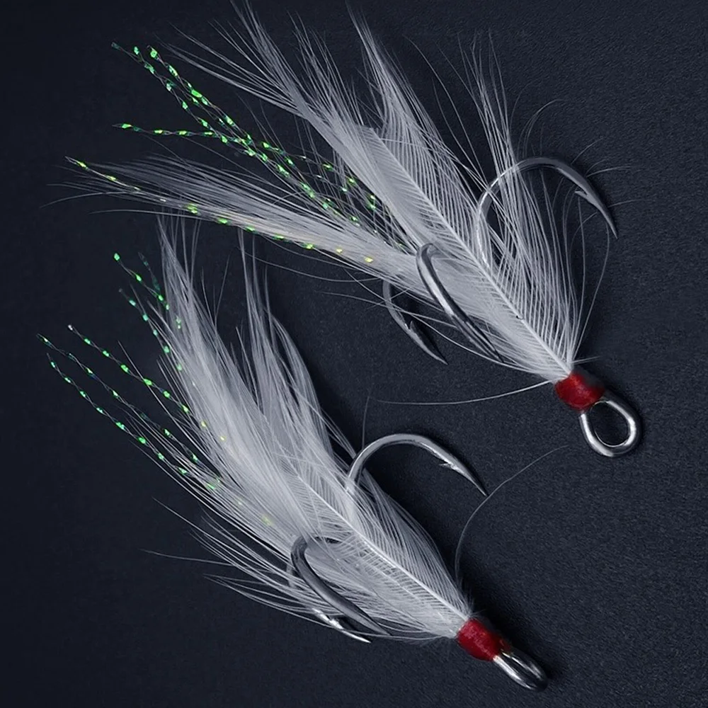 Feather Treble Hooks 1#-10# 15PCS Fish Hook Angle Barbed Sharp High Carbon  Steel Nickel Antirust Lure Fishing Tackle Fishhook - AliExpress 18