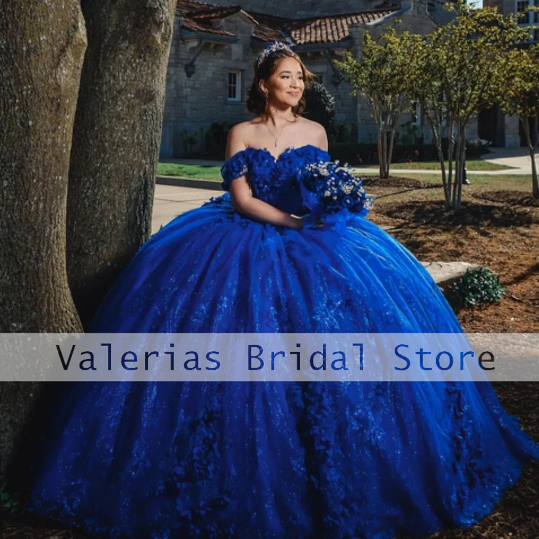 Royal Blue Quinceanera Dresses For Sweet 16 Girls Off The Shoulder Ruffy Princess Ball Gown Birhday Party Gowns Customized