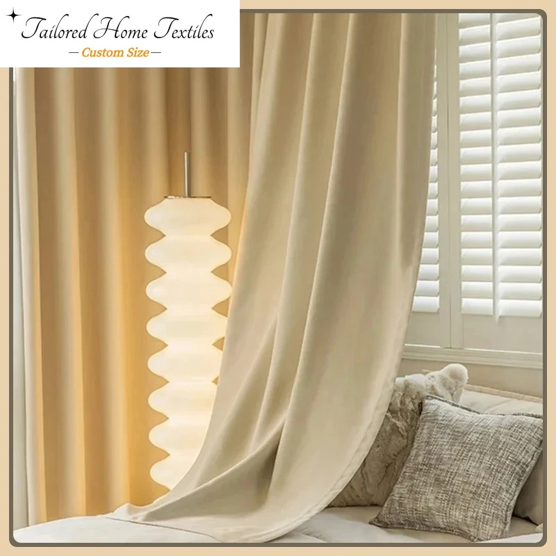Custom Size Heat Insulation Window Drape Large Area Living Room Bedroom Blackout Curtains Thick High Shading White Tulle