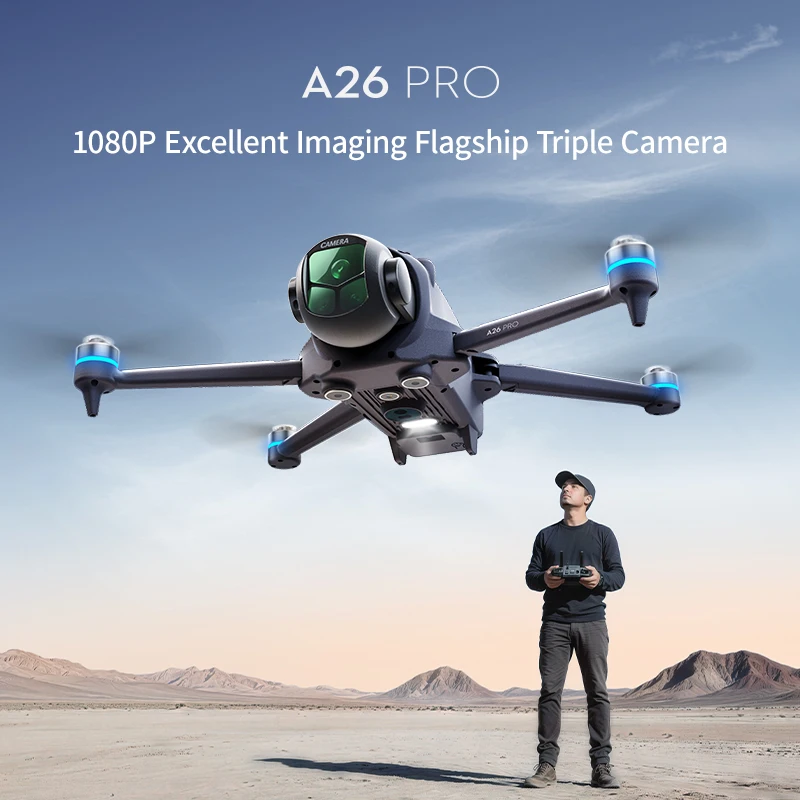 NUEVO Dron A26 PRO HD para Fotografía Aérea, con Evitación Inteligente de Obstáculos, Helicóptero Inteligente con Vuelo Estacionario 360 ° Control Remoto para Dron