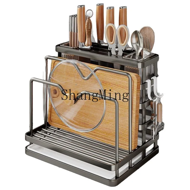 

ZYY exquisite advanced kitchen integrated veneer rack cutting board rack countertop lid chopsticks knife storage