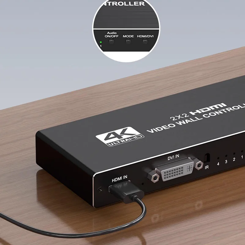 4K HDMI الفيديو الجدار تحكم 2x2 HDMI DVI معالج الفيديو الجدار 1X2 1X4 1X3 2X1 3x1 4X1 معالج متعدد الشاشات 2 3 4 TV Splicer