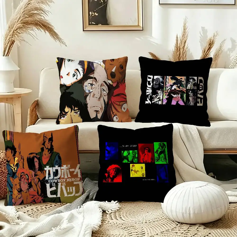 Anime C-Cowboy B-Bebop Cartoon Cushion Cover Car Throw Pillow Case For Sofa Car Christmas Gift 40x40cm 45x45cm