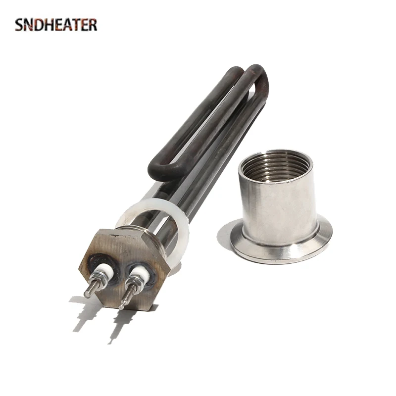 SNDHEATER 110v 220v 380v Water Resistance Fast Heating Element DN25 1" 304SS Thread Solar Green Folded Tank Tube 1KW 2KW 3KW 4KW