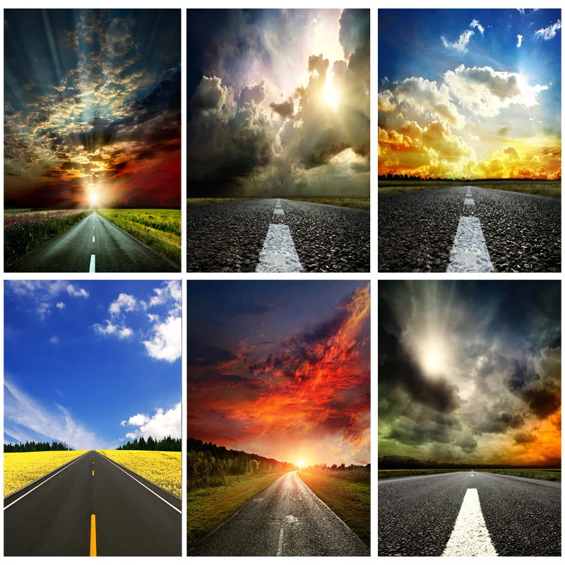 ZHISUXI Highway Natural Scenery Photography Background Travel Landscape Vinyl Photo Backdrops Studio Props  2162 TKGL-01