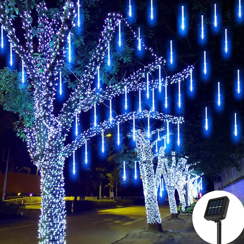 

8Tubes Outdoor Solar LED Meteor Shower Lights Falling Rain Fairy String Light Waterproof for Christmas Garden Holiday Decoration