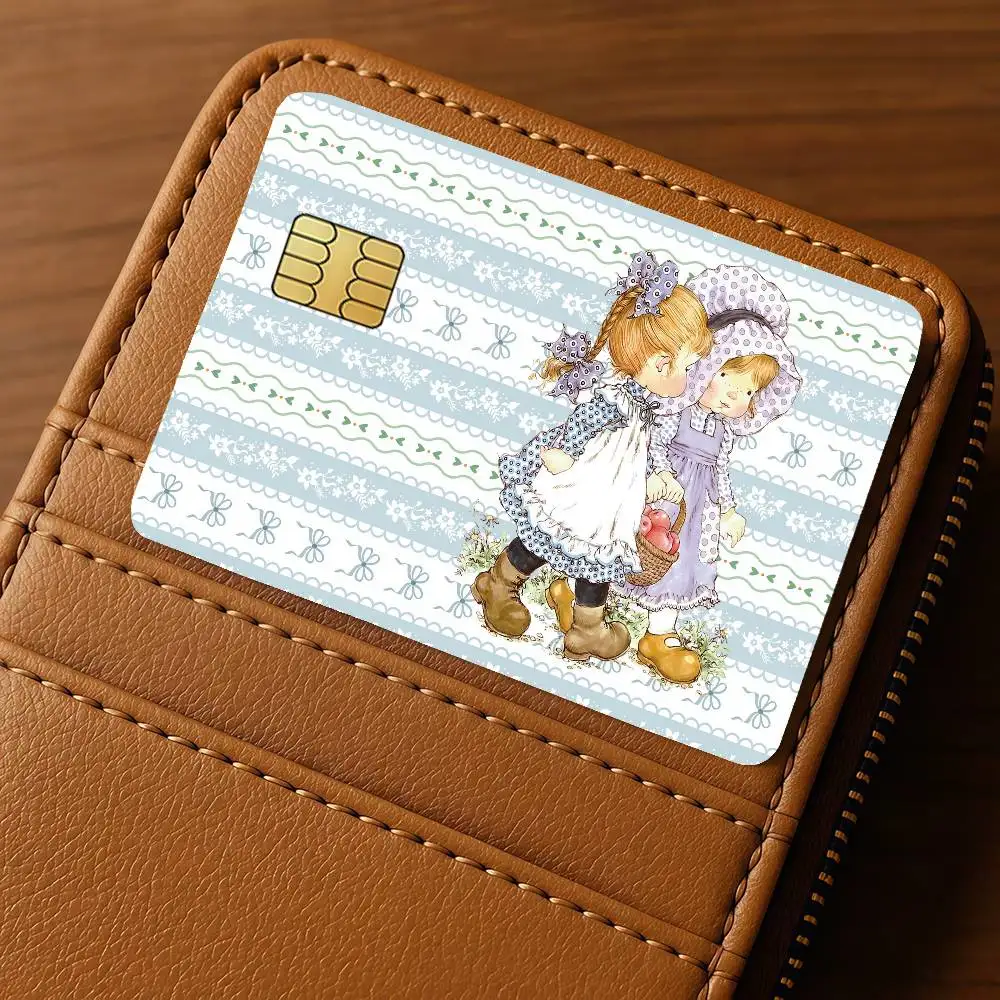 Autocollant de protection pour cartes de crédit et de transport en commun, motif dessin animé Art S-Sarah Kay, imperméable, décoration de carte, 4 pièces