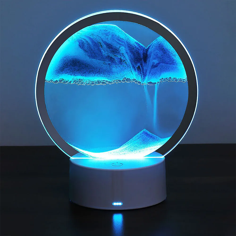 3D Quicksand Lamp Atmosphere Light Ornament Creative Gift Hourglass Night Lamp Table Lamp Office Company Bedroom Decoration