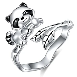 A Fashionable and Creative Cute Raccoon Animal Earrings Personalized Halloween Open Ring