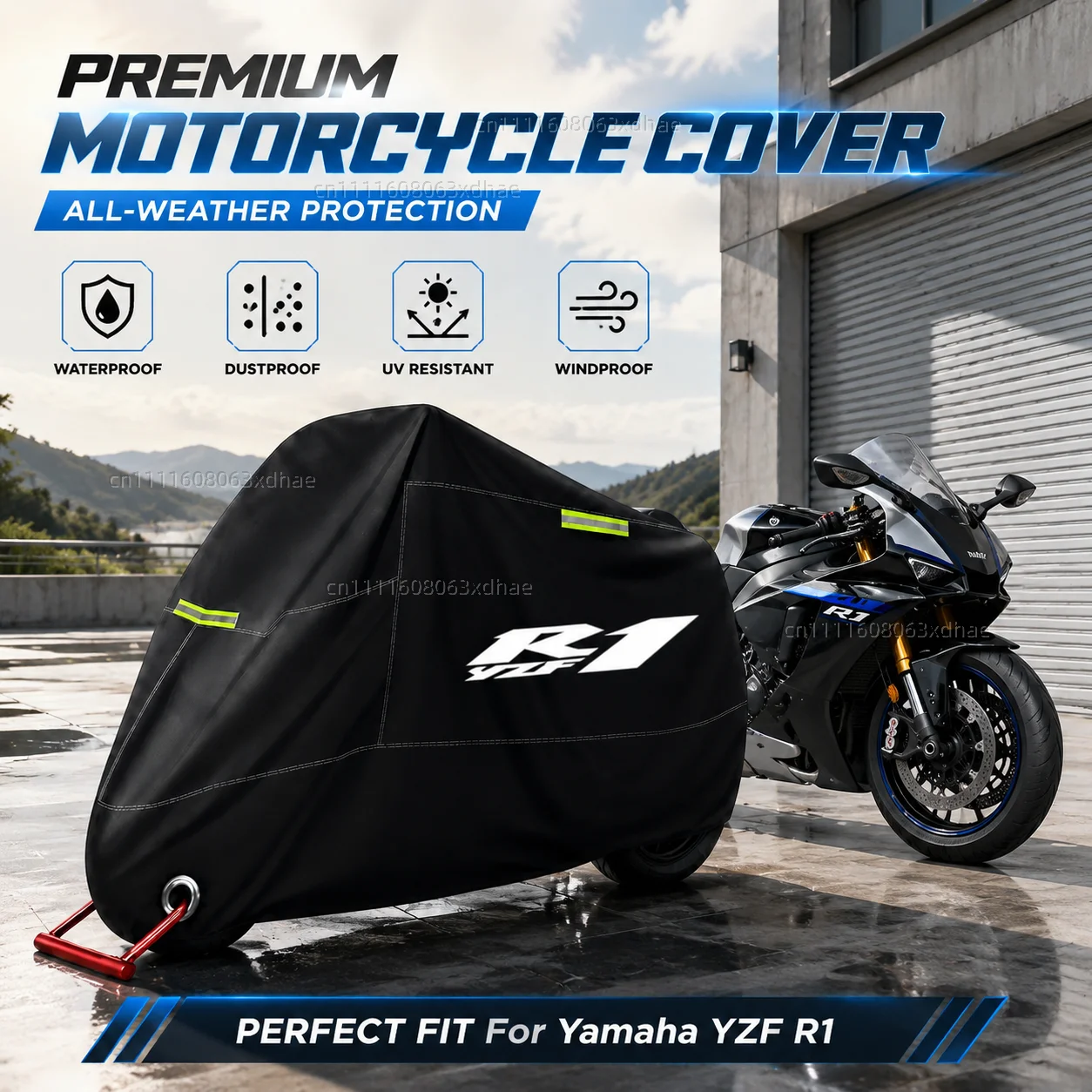 

All-Weather Motorcycle Cover Outdoor Protection Waterproof 190T Oxford Cloth For For Yamaha YZF R1 YZF-R1 YZFR1 R1s Accessories