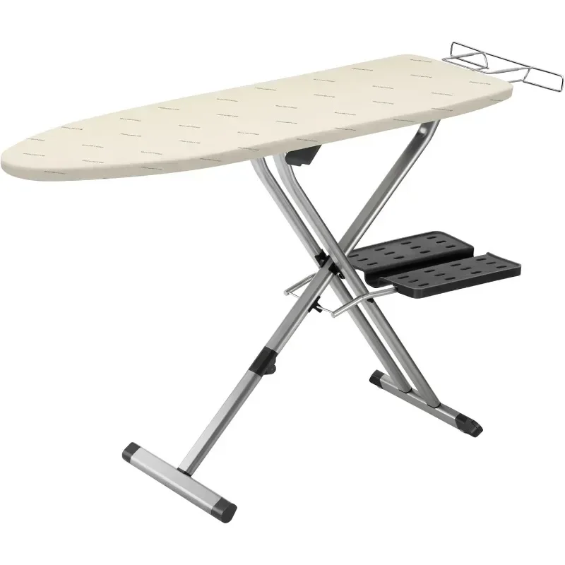 Home.Pro Compact Ironing Board with Hanger Rack 18 x 54 Inches Space Saving, Folding, 4 Legs IB9100,Beige