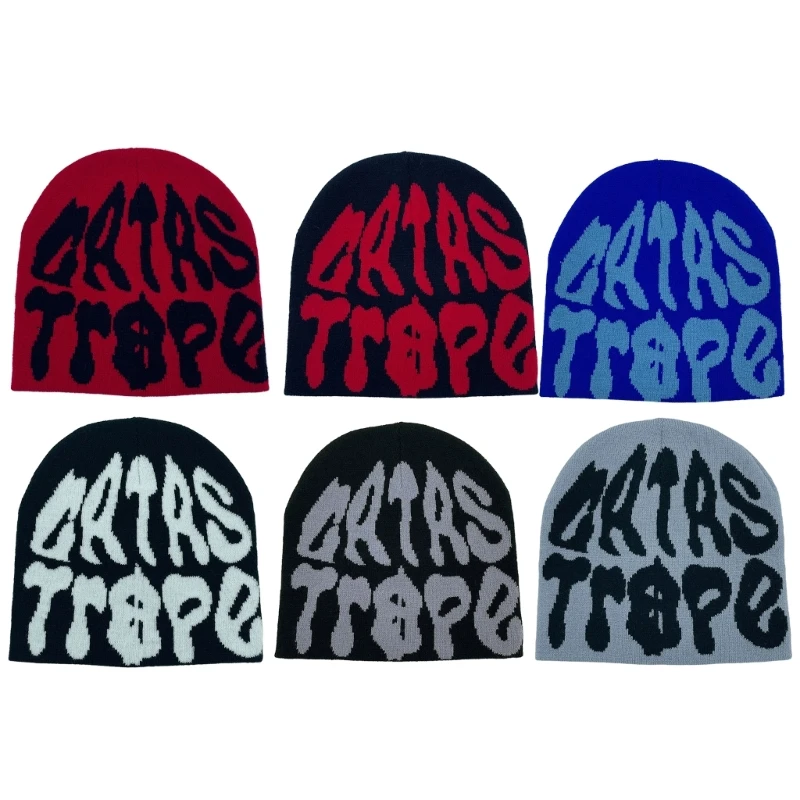 Unisex Beanie Hat Hip Hop Cap Harajuku Style Letter Pattern Autumn Winter