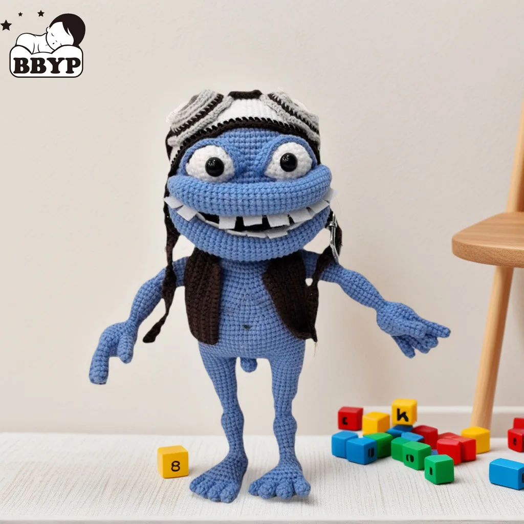 دمى الكروشيه أنيمي دمية مجنون الضفدع هدايا عيد ميلاد المنزل ديكو Finshed الدمى