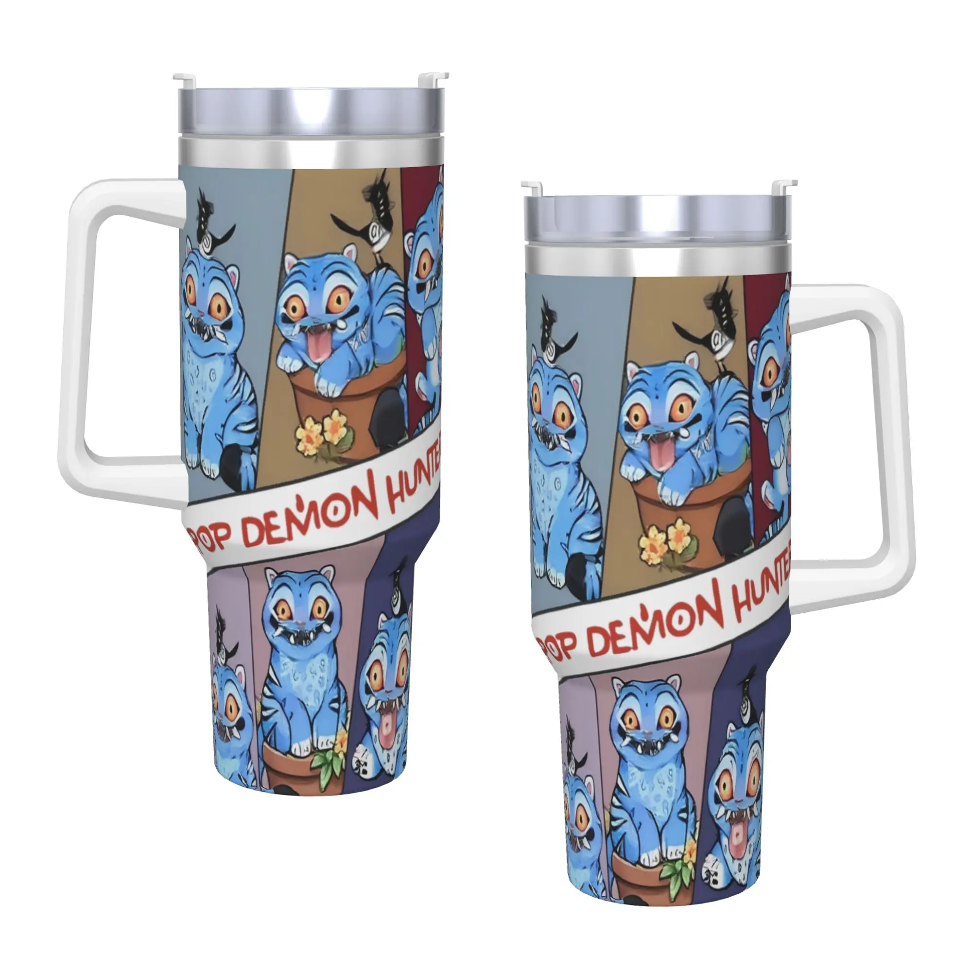 

Demon Hunter Tiger Derpy Kpop Demon Hunters Tumbler With Straw Stainless Steel Tumblers Cup Double Wall Vacuum Insulated