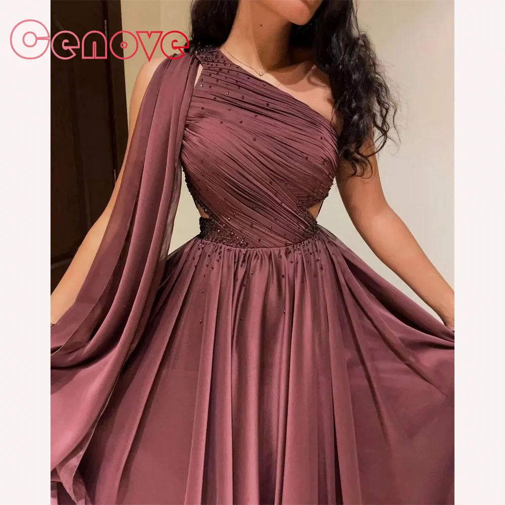 

Cenove 2023 Prom Dress A-Line One Shoulder Neck Shawl Sleeves With Floor Length Evening Summer Elegant Party Dress For Women