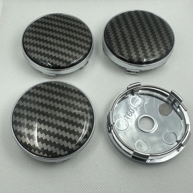 4Pcs 60mm 3D Carbon Fiber Car Wheel Center Hub Cap Dust-proof Cover Universal Auto Wheel Center Hub Caps Cover Kit Accessories