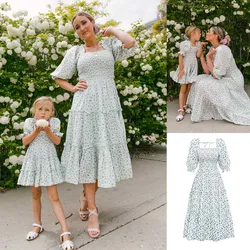 Family Matching Dresses Mom and Kids Family Matching Outfits Mommy and Daughter Floral Dresses Kids Clothes Family Look Dress