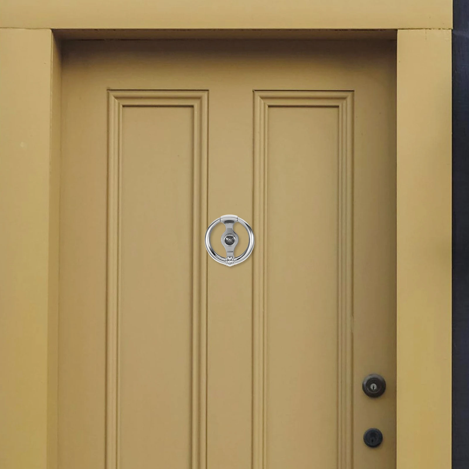 

Ring Door Knocker Zinc Alloy Front Door Security Knocker Minimalist Style Clear Sound Easy Install Decorative Hardware