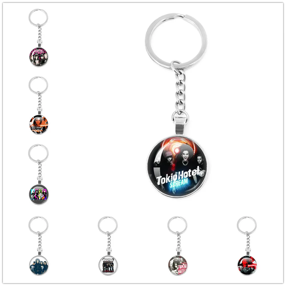 Pop Retro banda de Rock Tokio Hotel Bill Kaulitz banda música caliente Songer imagen colgante de cristal llavero joyería encanto llavero Fans