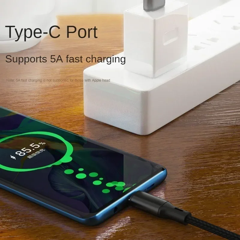 میں 1 USB چارج کیبل 3 Type-C 3 مائیکرو USB سپلٹر کورڈ فاسٹ چارجنگ 5A موبائل فون پاور بینک کے لیے ایک ساتھ 1.2m