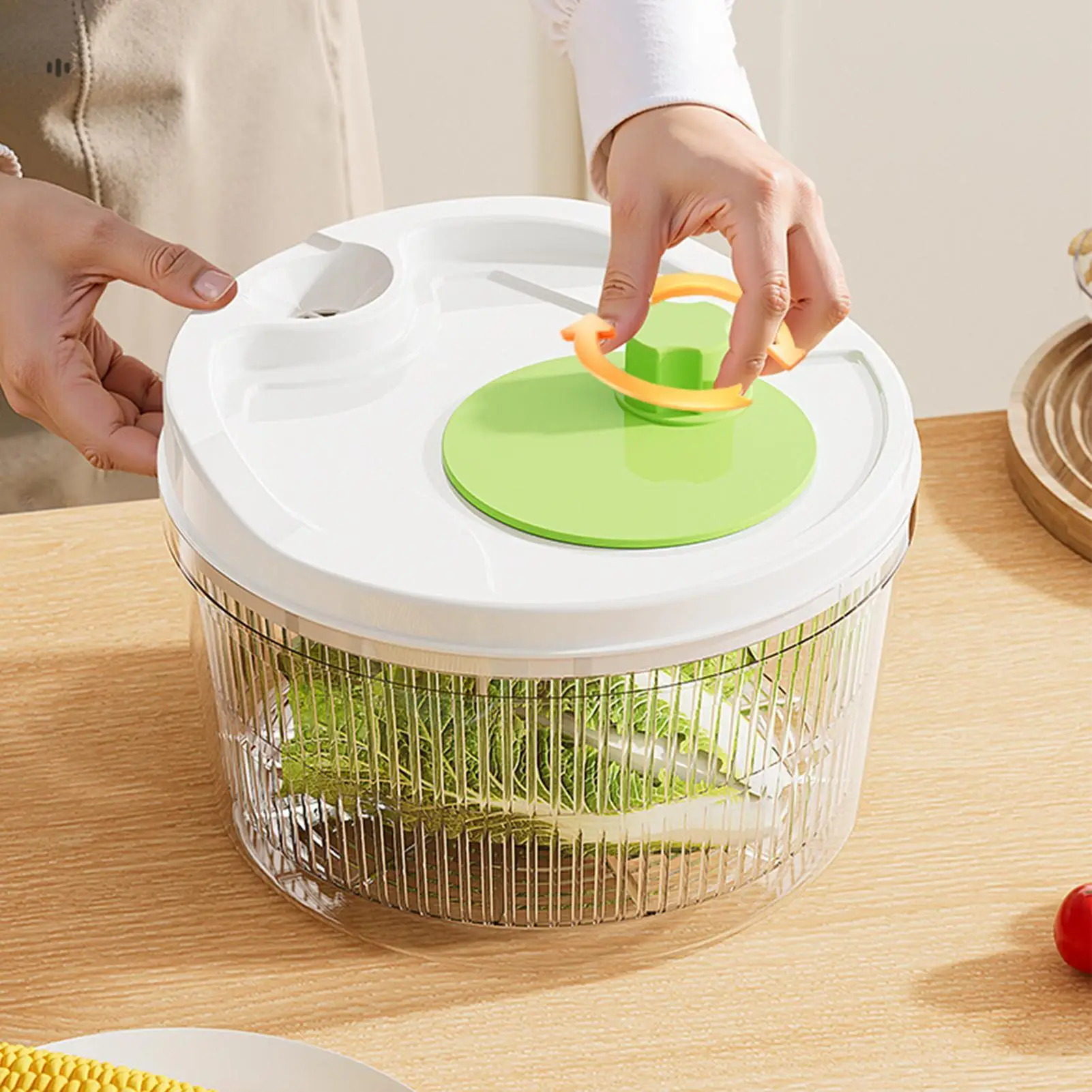 Manual Vegetable Spinner Manual Crank Lettuce Fruit Colander with Drain Spout Vegetable Dryer Spinner for Home Cooks Homeowners