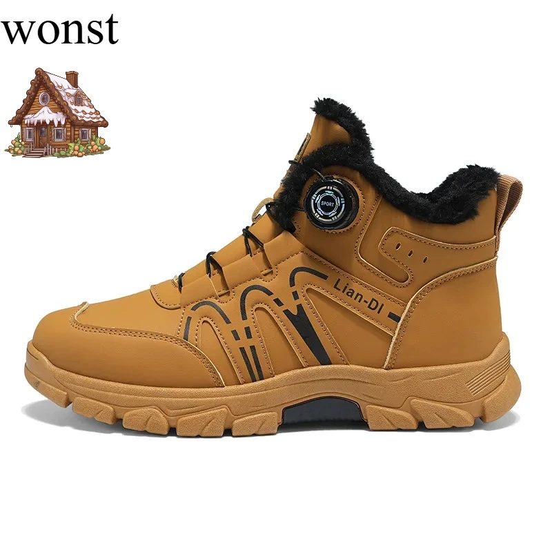 

Роскошные зимние новые стильные плюшевые и утолщенные мужские хлопковые туфли с высоким берцем, универсальные теплые мужские зимние ботинки