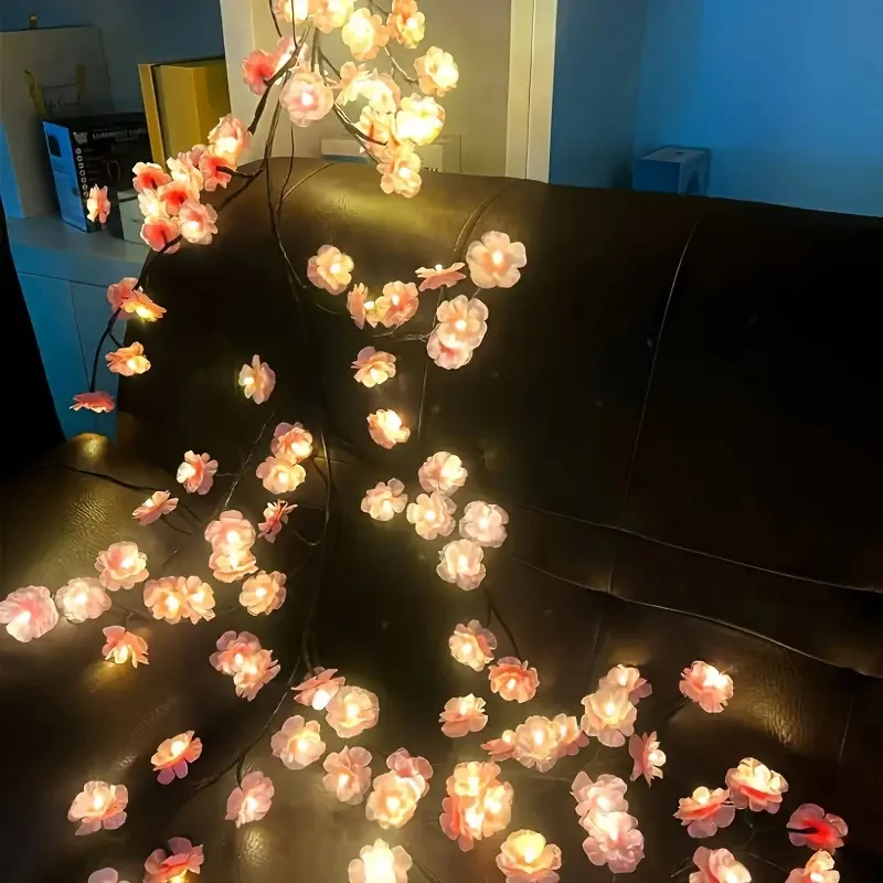 Cherry Blossom LED Lights 96LEDs 8 Modes USB Powered DIY Home Decor Lamp for Party Wedding Christmas Festival Home Festive Decor