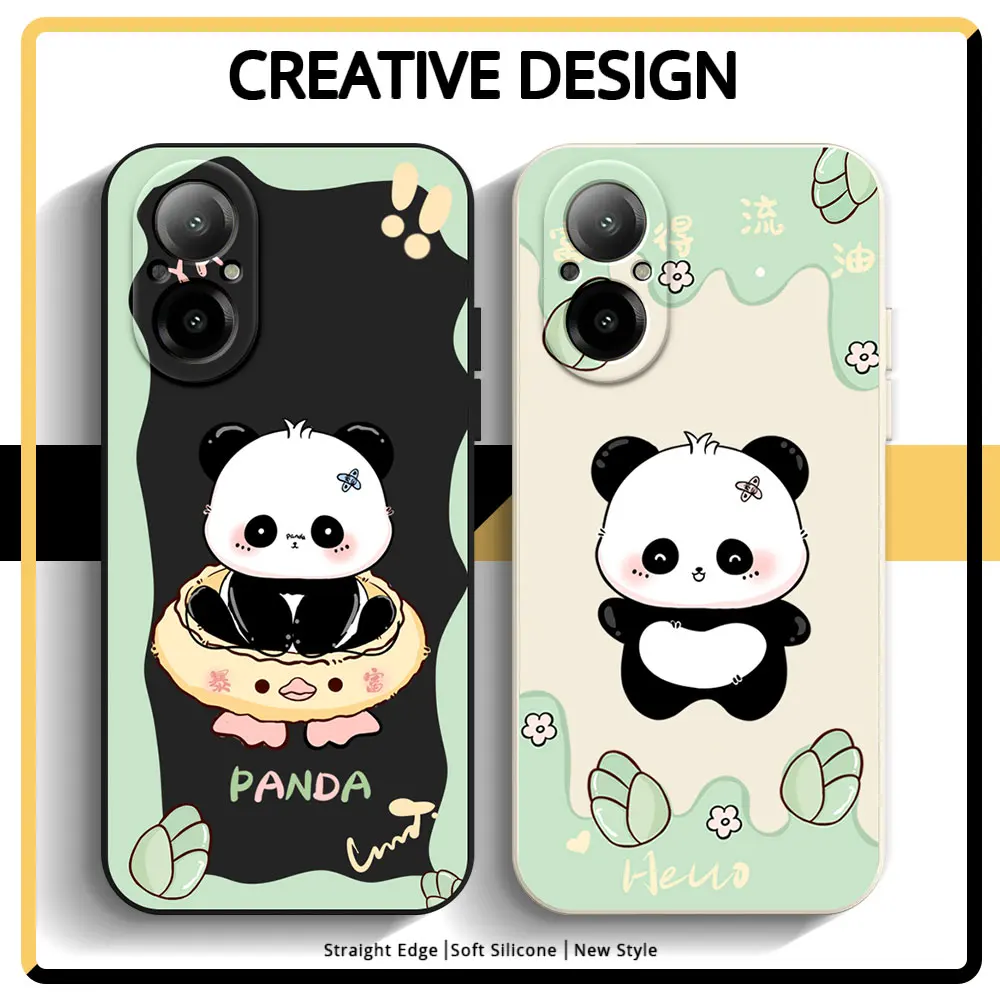 Cute Panda Case For Realme C67 4G 5G C11 2021 2020 C25S C12 C21Y C25Y C51 C53 C20 C30 Shockproof Matte Soft TPU Silicone Cover