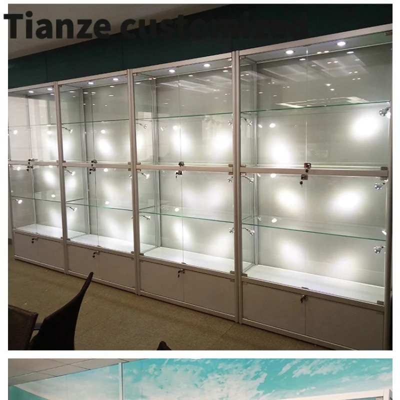 

Customized-Fashionable Vitrine Showcase Cheap Lockable Showcase Product Display with LED Light