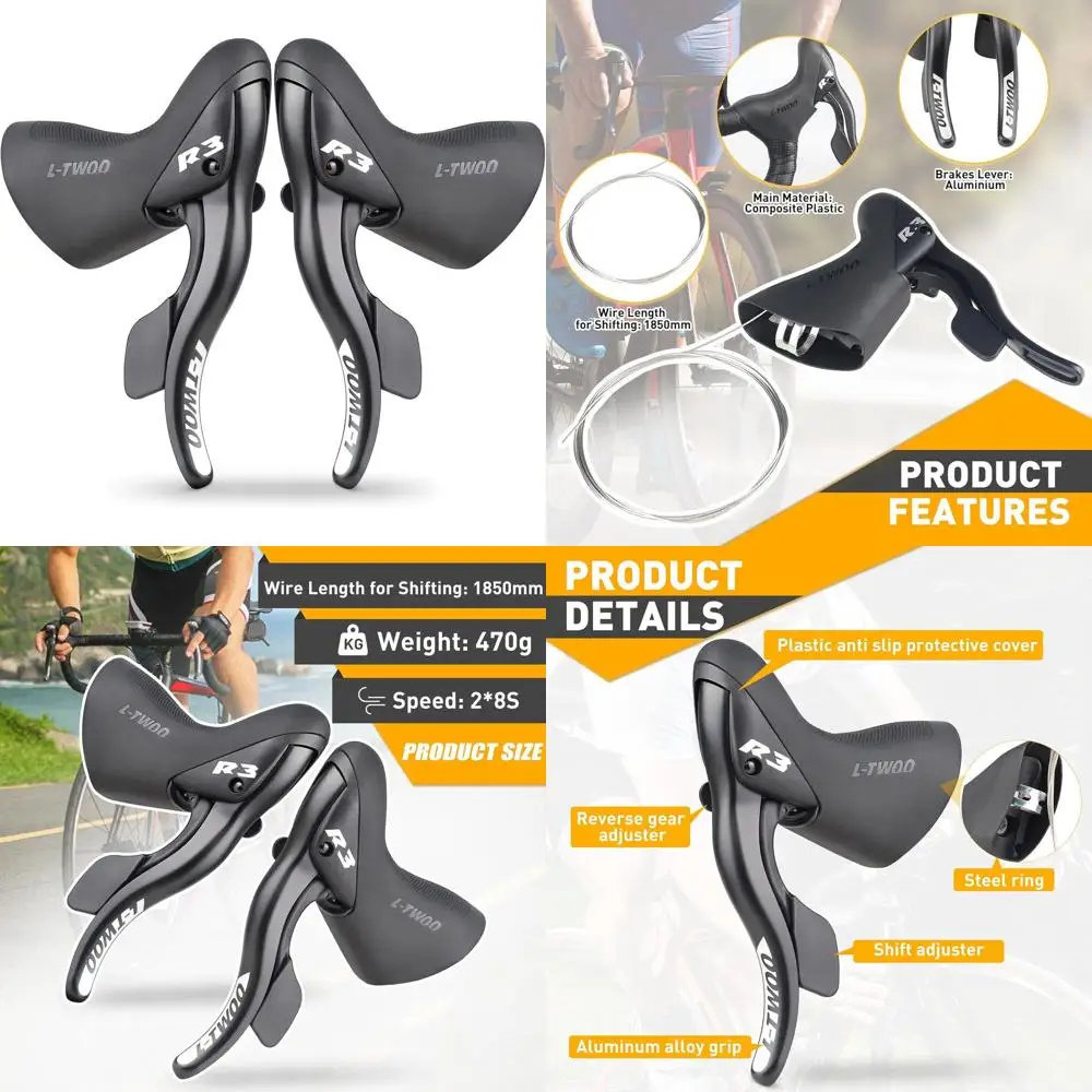 

L-TWOO Road Bike Shift Lever 2x7/ 2x8/ 2x9/ 2x10 Speeds Road Bicycle Shifters with Brake Levers Compatible with Shimano