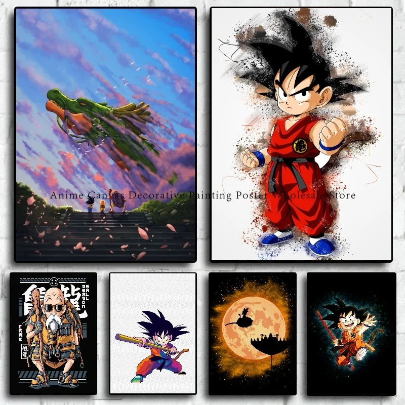 Japon Hot Blood Anime Dragon Ball Toile Art Poster Goku Wall Art Print Pour Bar Décoration Mur Art Nouveau Garçons Cadeau