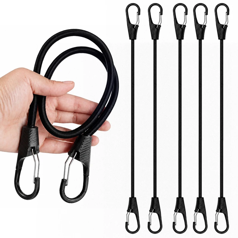 5PCS Black Bungee Cords Set Hook Strap Perfect for Bike Rack Motorcycle Gear Camping Tent Lightweight & Quick Release Design ZYF